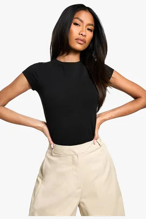 Boohoo Womens Basics Crew Neck Short Sleeve Fitted T-Shirt - - 16
