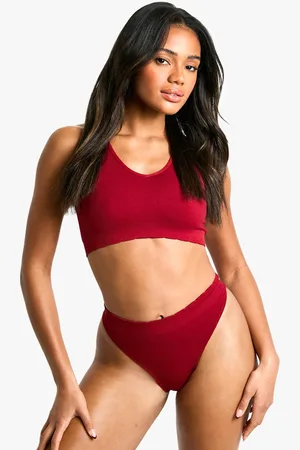 Boohoo Womens Seem Free Rib Scallop Edge Brief - - M
