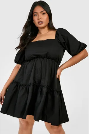 Boohoo Womens Plus Square Neck Puff Sleeve Smock Dress - - 18