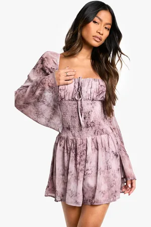 Boohoo Womens Floral Shirred Chiffon Playsuit - - 8