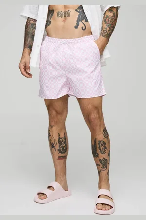 Boohoo Abstract Check Print Short Length Swim Short - - M