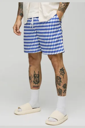 Boohoo Mid Length Checker Print Swim Short - - M