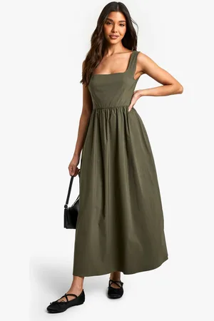 Boohoo Womens Bengaline Square Neck Skater Midaxi Dress - - 16