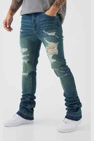 Boohoo Skinny Stretch Stacked Flared Ripped Jeans - - 32R