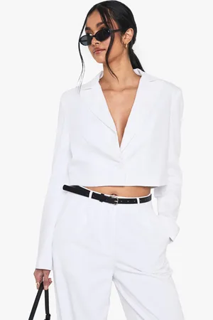 Boohoo Womens Tailored Woven Occasion Crop Blazer - - 14