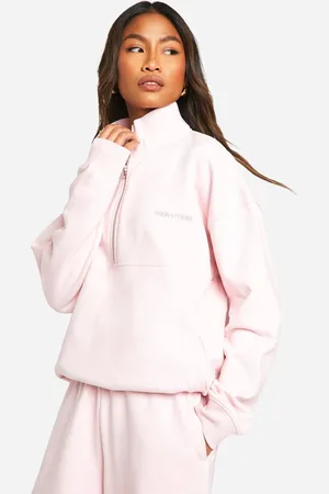 Boohoo Womens DSGN Studio Embroidered Half Zip Oversized Sweatshirt - - L