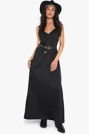 Boohoo Womens Satin Strappy Cross Over Slip Dress - - 14