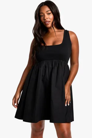 Boohoo Womens Plus Rib Cotton Poplin Mini Smock Dress - - 20
