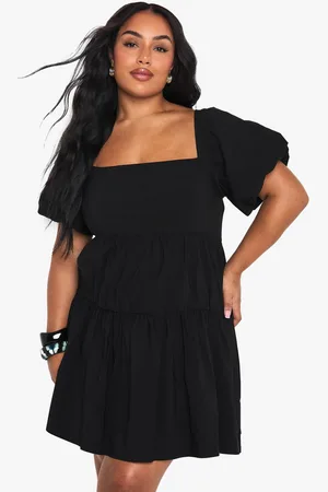 Boohoo Womens Plus Extreme Puff Sleeve Tiered Smock Dress - - 26