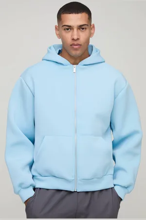 Boohoo Oversized Boxy Zip Through Bonded Scuba Hoodie - - L