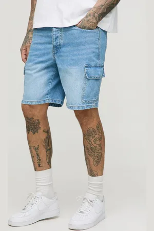 Boohoo Tall Slim Rigid Cargo Denim Shorts - - 40