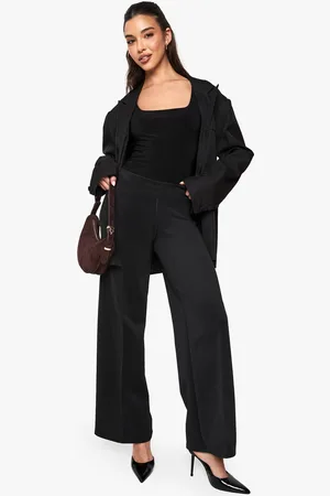 Boohoo Womens Scuba Pintuck Straight Leg Trouser - - 8
