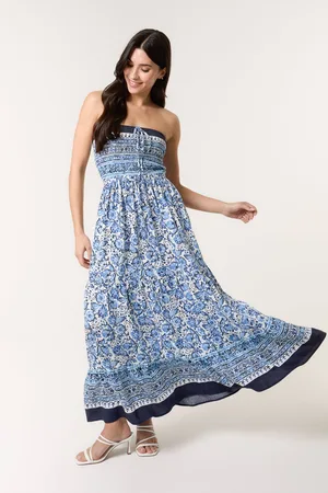 Blue Vanilla Womens Shirred Bust Bandeau Dress - M/L