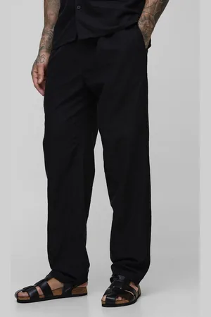 Boohoo Tall Linen Look Elasticated Waist Straight Leg Trousers - - S