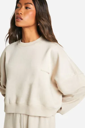 Boohoo Womens DSGN Studio Embroidered Boxy Crop Sweatshirt - - L