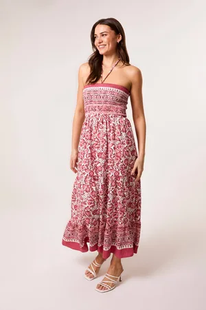 Blue Vanilla Womens Shirred Bust Bandeau Dress - M/L