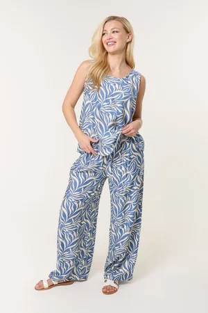 Blue Vanilla Womens Leaf Print Vest and Trouser Set - M/L