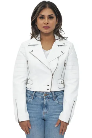 Infinity Womens Cropped Brando Leather Biker Jacket-Damascus - - 10