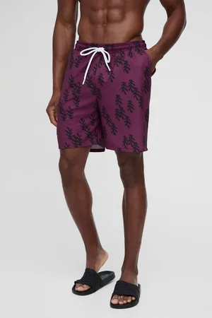 Boohoo Regular Fit Mid Length Abstract Leaf Print Swim Short - - XL