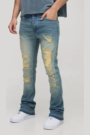 Boohoo Skinny Stretch Stacked Flared Ripped Jeans - - 34R