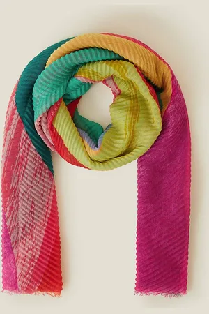 Accessorize Womens Lightweight Multicolour Pleated Scarf - One Size