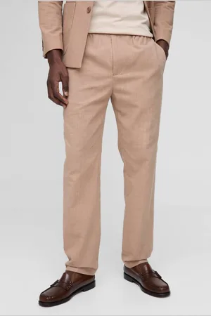 Boohoo Slim Fit Elasticated Waist Linen Blend Look Trouser - - L