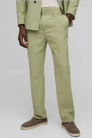 Boohoo Straight Fit Linen Blend Trouser - - 34