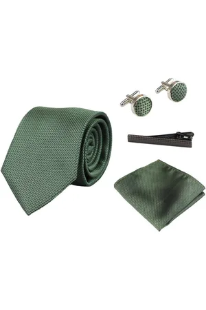 PAUL ANDREW Satin Silk Textured Tie Pocket Square Cuff Links - - One Size