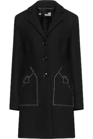 Moschino Womens Wool Coat with Heart Embroidery - - 46