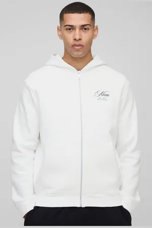 Boohoo Regular Fit Man Script Printed Zip Through Hoodie - - S