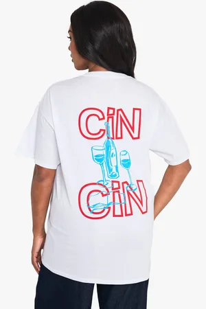 Boohoo Womens Plus Cin Cin Wine T-Shirt - - 20