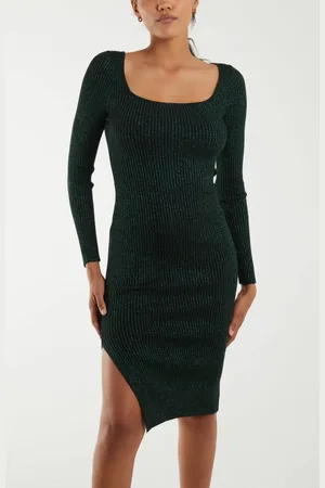 Blue Vanilla Womens Knitted Sweetheart Neckline Ribbed Dress - L