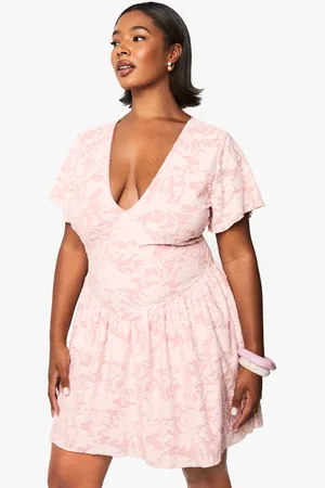 Boohoo Womens PLUS FLORAL BURNOUT MINI SKATER DRESS - - 24