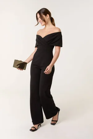 Blue Vanilla Womens Bardot Wrap Jumpsuit - 10
