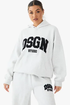 Boohoo Womens DSGN Studio Towelling Applique Oversized Hoodie - - XL