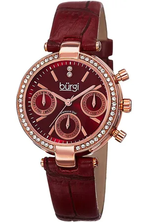 Bürgi Womens Rosavelle Ember 32mm Quartz Dual-Time Fashion - - One Size