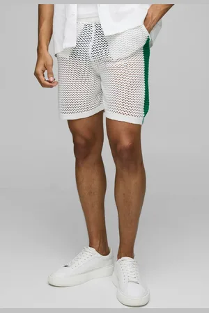 Boohoo Relaxed Fit Side Stripe Open Stitch Knitted Shorts - - XS