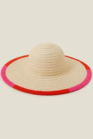 Accessorize Womens Colourful Trim Floppy Straw Hat - - One Size