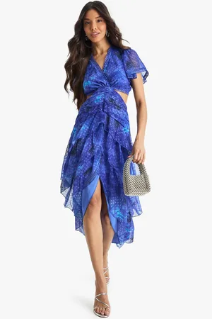 Boohoo Womens Floral Dobby Ruffle Detail Midaxi Dress - - 18