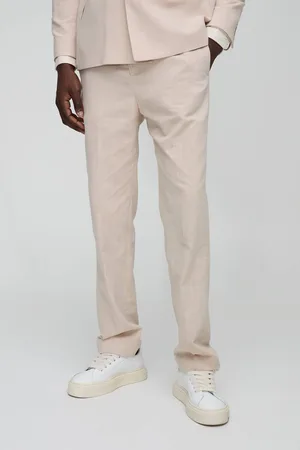 Boohoo Straight Fit Linen Blend Trouser - - 32