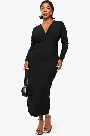 Boohoo Womens Plus Rib Ruched Midaxi Dress - - 28