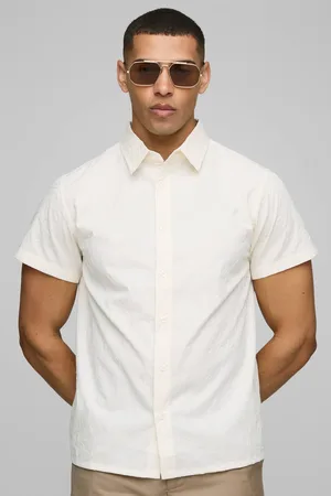 Boohoo Regular Fit Collared Rope Embroidered Shirt - - M