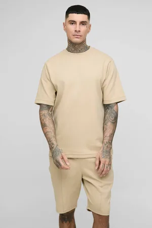 Boohoo Tall Regular Fit T-shirt and Pintuck Short Interlock Set - - M