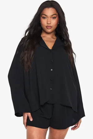 Boohoo Womens PLUS LONG SLEEVE SHIRT AND SHORT CO ORD - - 24