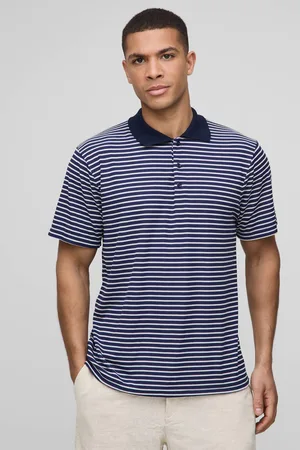 Boohoo Regular Fit Short Sleeve Stripe Button Polo - - XL