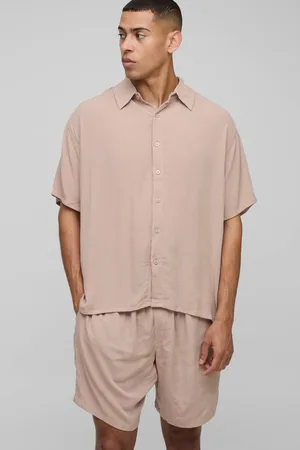 Boohoo Oversized Short Sleeve Woven Shirt & Short Set - - M