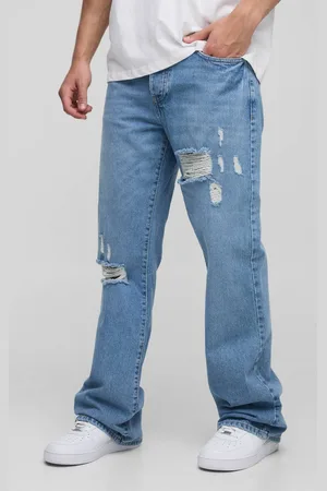 Boohoo Relaxed Flared Ripped Knee Wash Jeans - 36R