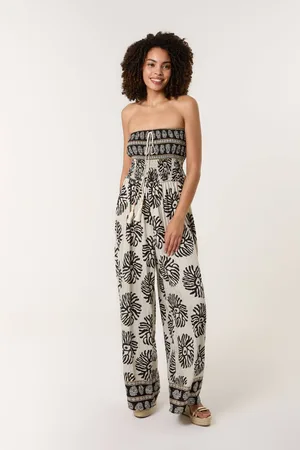 Blue Vanilla Womens Strapless Elasticated Printed Jumpsuit - M/L