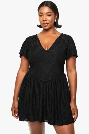 Boohoo Womens PLUS FLORAL BURNOUT MINI SKATER DRESS - - 20