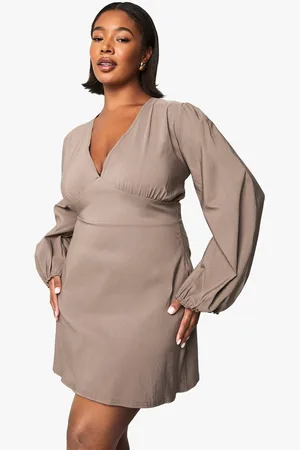 Boohoo Womens Plus Ruched Blouson Sleeve Shift Dress - - 22